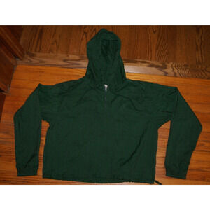 Vintage BODY WRAPPERS Woman's Dark Green Hooded Lightweight Jacket XL USA